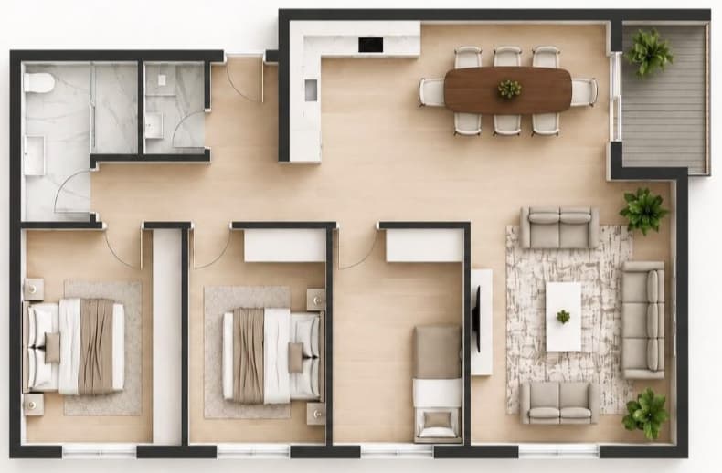 Planimetria origjinale e banesës 105 m²